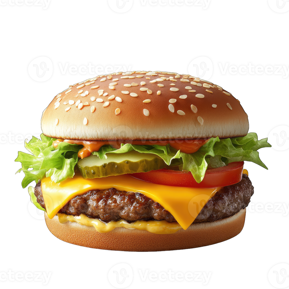Isolated cheeseburger on perfect for fast food restaurant menu and social media posts png