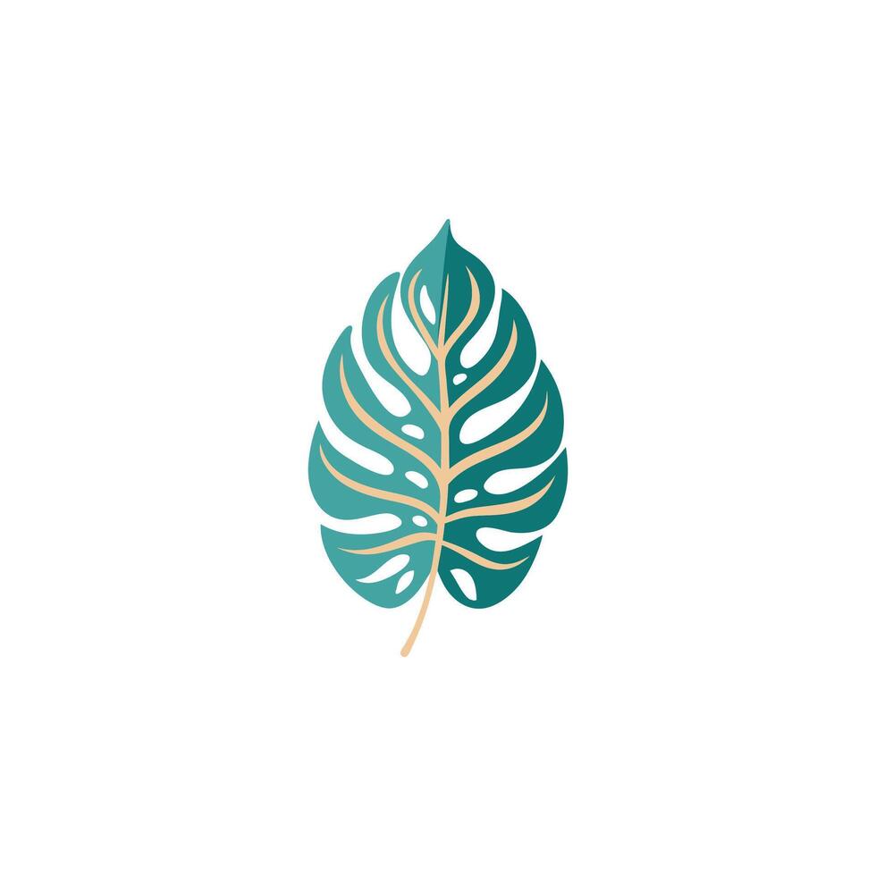 Elegant Monstera Leaf Illustration on White Background vector
