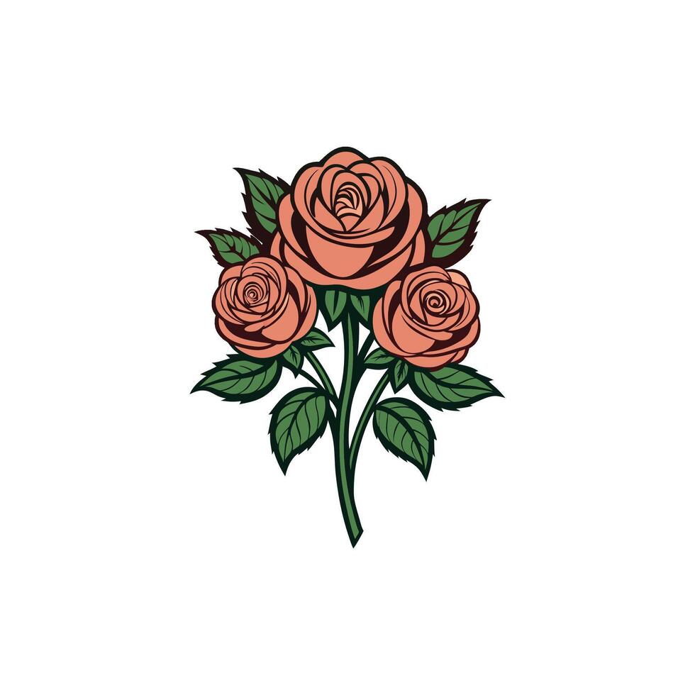Vintage Roses Bouquet Illustration on Clean White Canvas vector