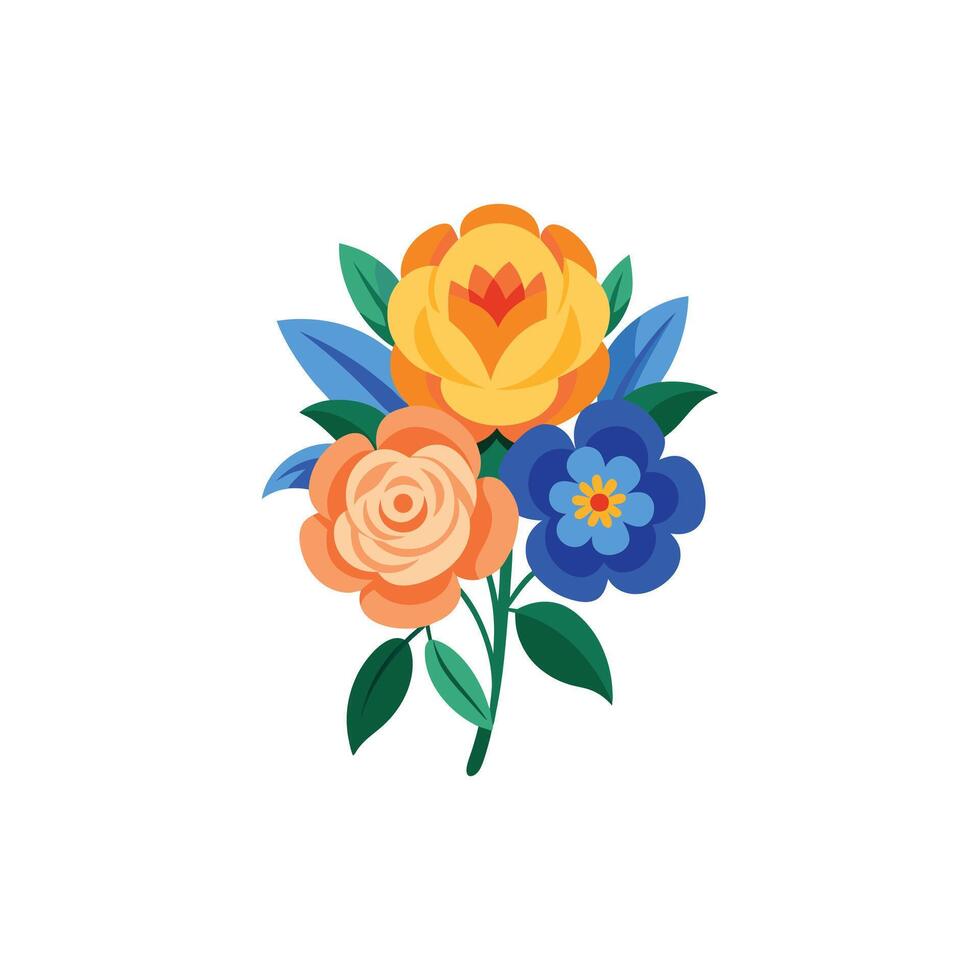 Blooming Flowers Artwork in Soft Colors vector