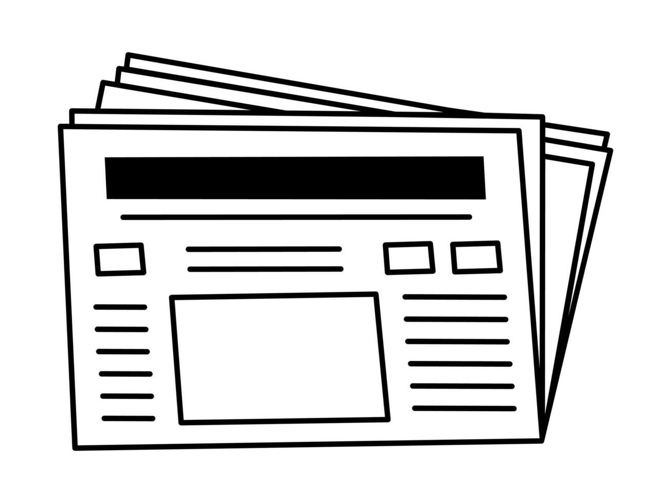 Hand drawn cute line art illustration newspaper. Flat information daily media outline doodle. Communication or correspondence receive icon. Paper press. Magazine publication sticker. Isolated. vector