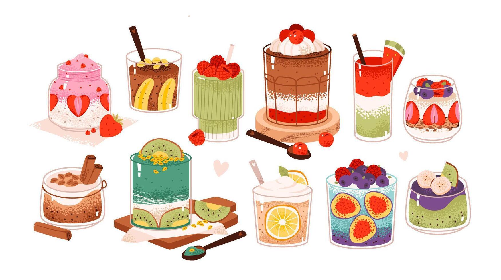 Detox smoothie made with fresh fruit and nutritious ingredients. Refreshing fruit drink with kiwi, banana, and berries. Organic and protein-rich smoothie for wellness and summer. vector