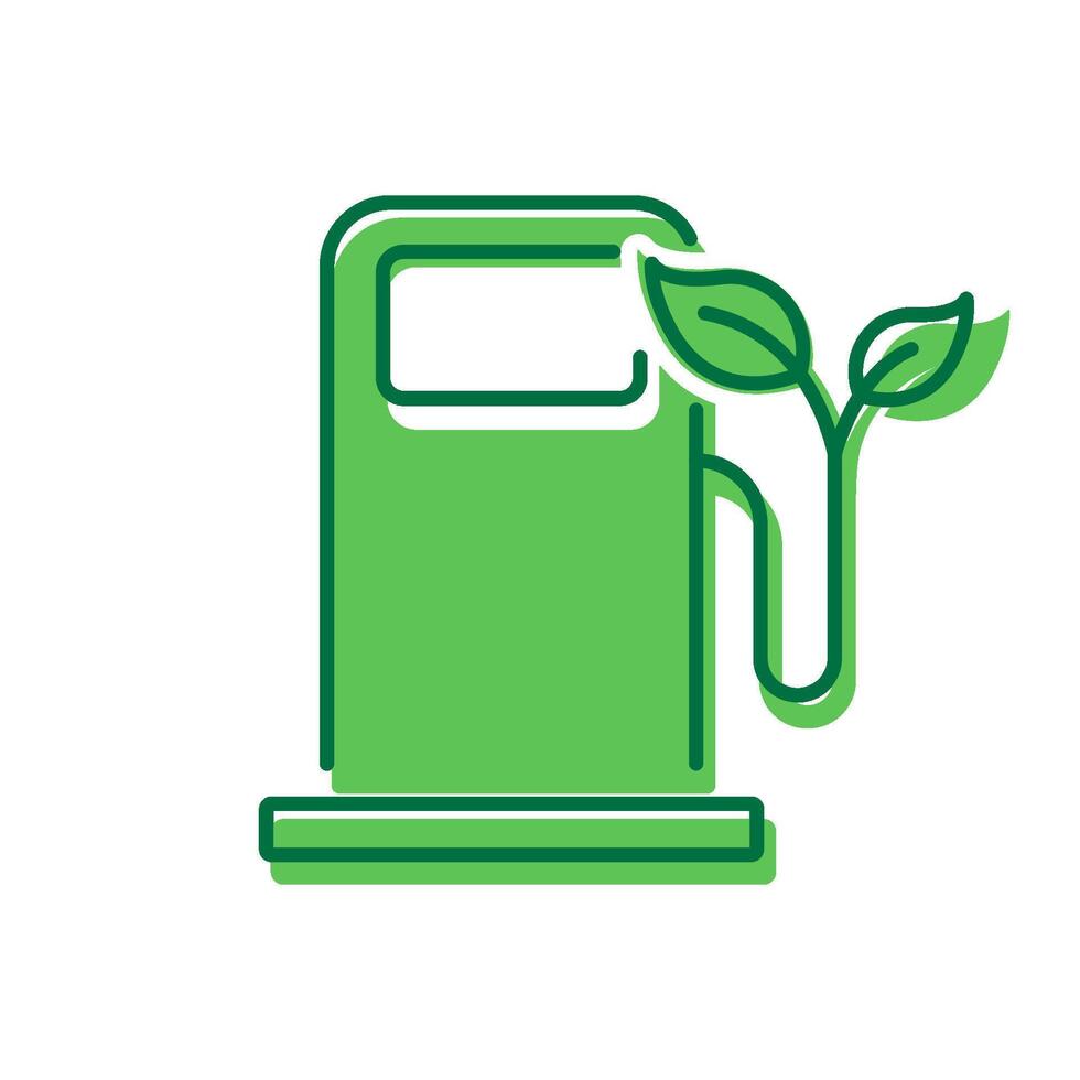 Bio Organic Green Energy in Gasoline Station Icon. Power Station with Ecology Diesel Pictogram. Environmental Natural Biofuel Alternative Gas. Editable Stroke. Isolated Illustration vector