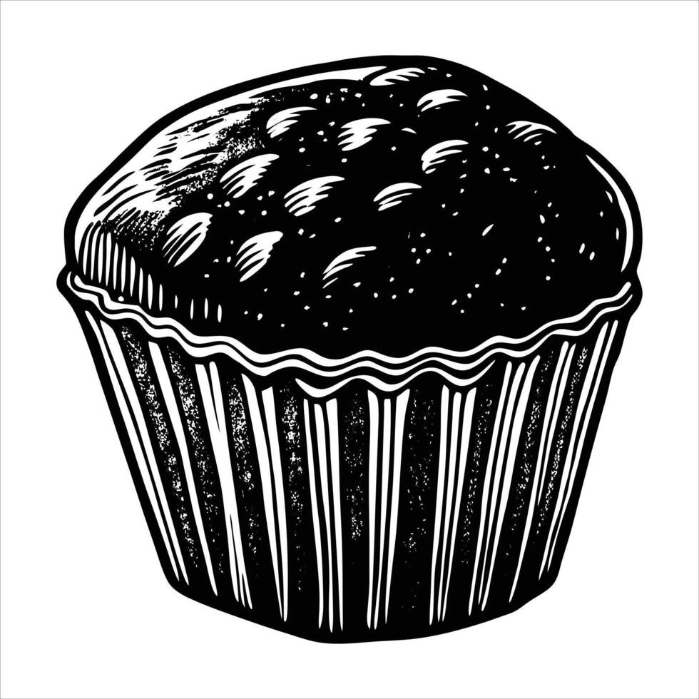 A cupcake with a strawberry on top vector