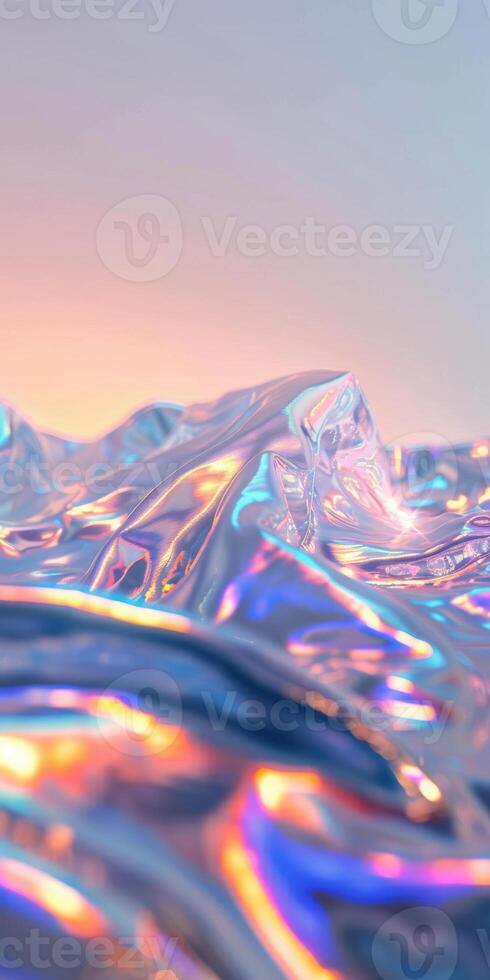 Abstract iridescent waves with soft pastel glow in contemporary digital art scene photo