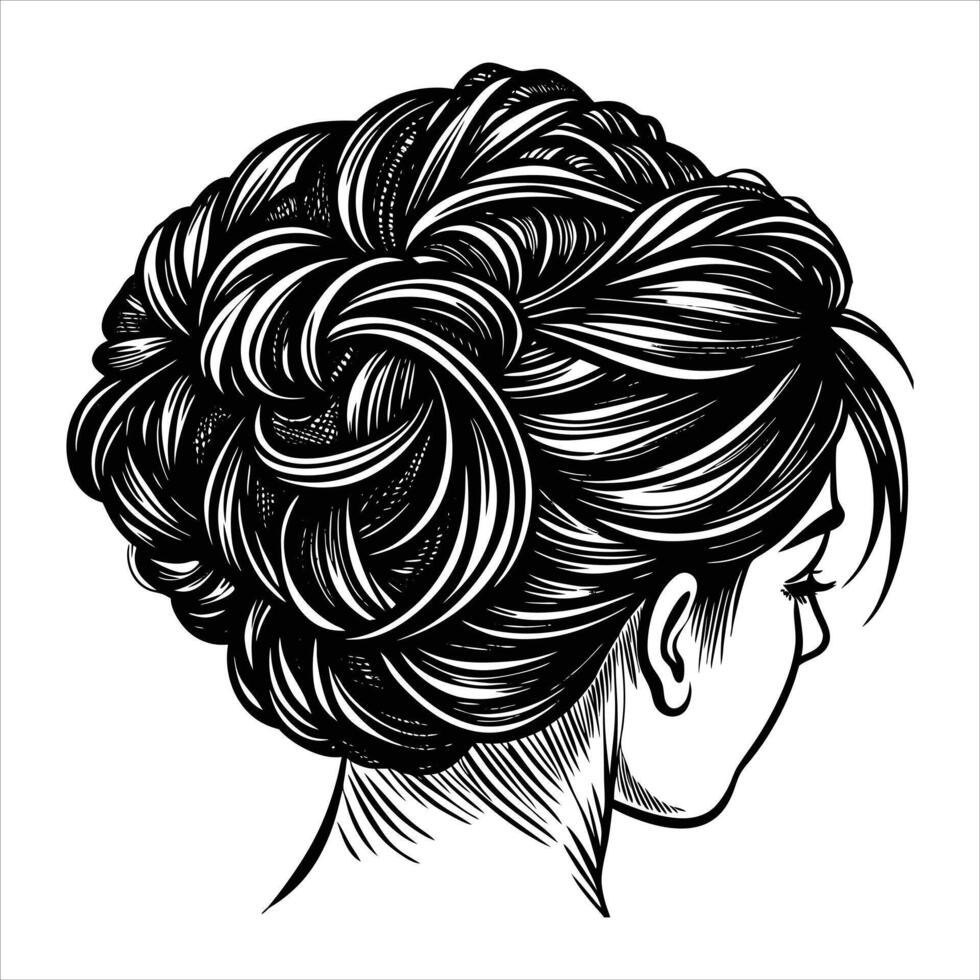 French Twist Bun Silhouette vector