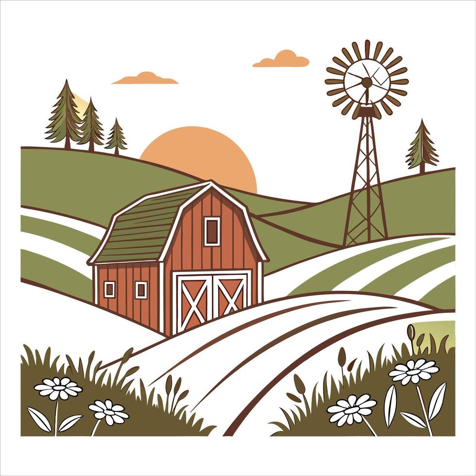 Farm Wheat Barn Barrels Harvest vector