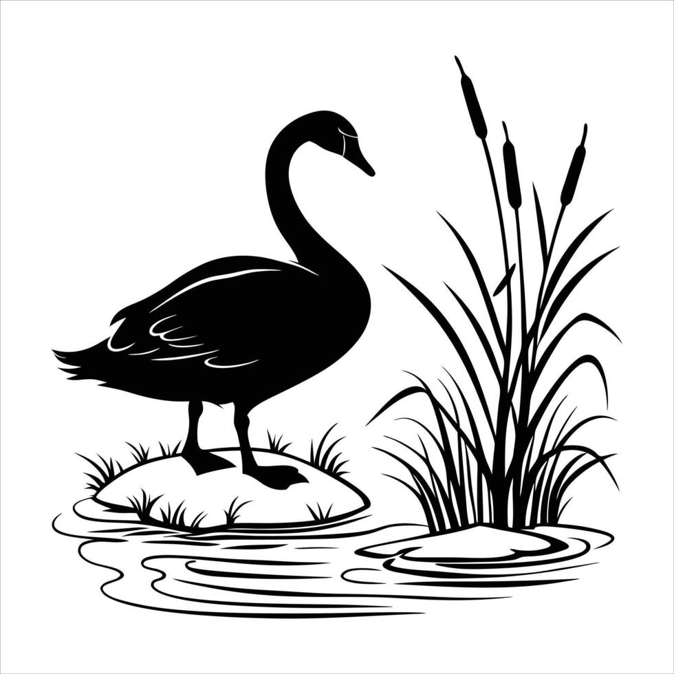 Swan Minimalist and Simple Silhouette vector