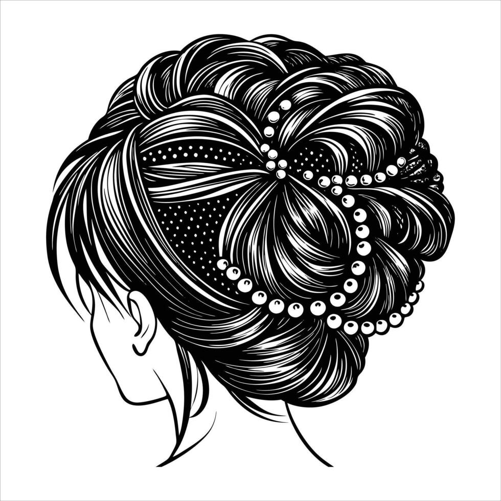 Messy Bun Braids Bead vector
