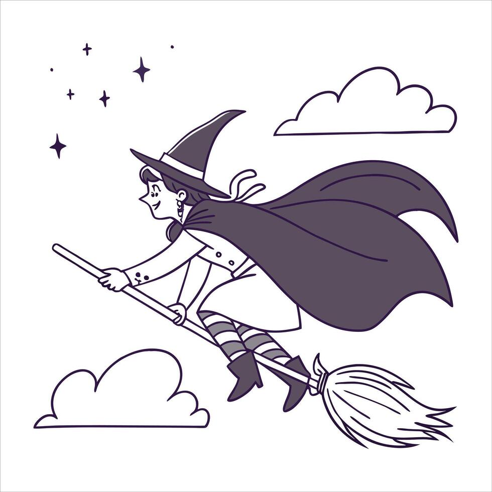 Broomstick Flying Witchv vector