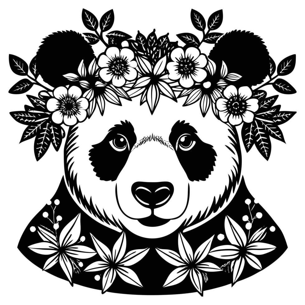 Cherry Blossom Panda vector