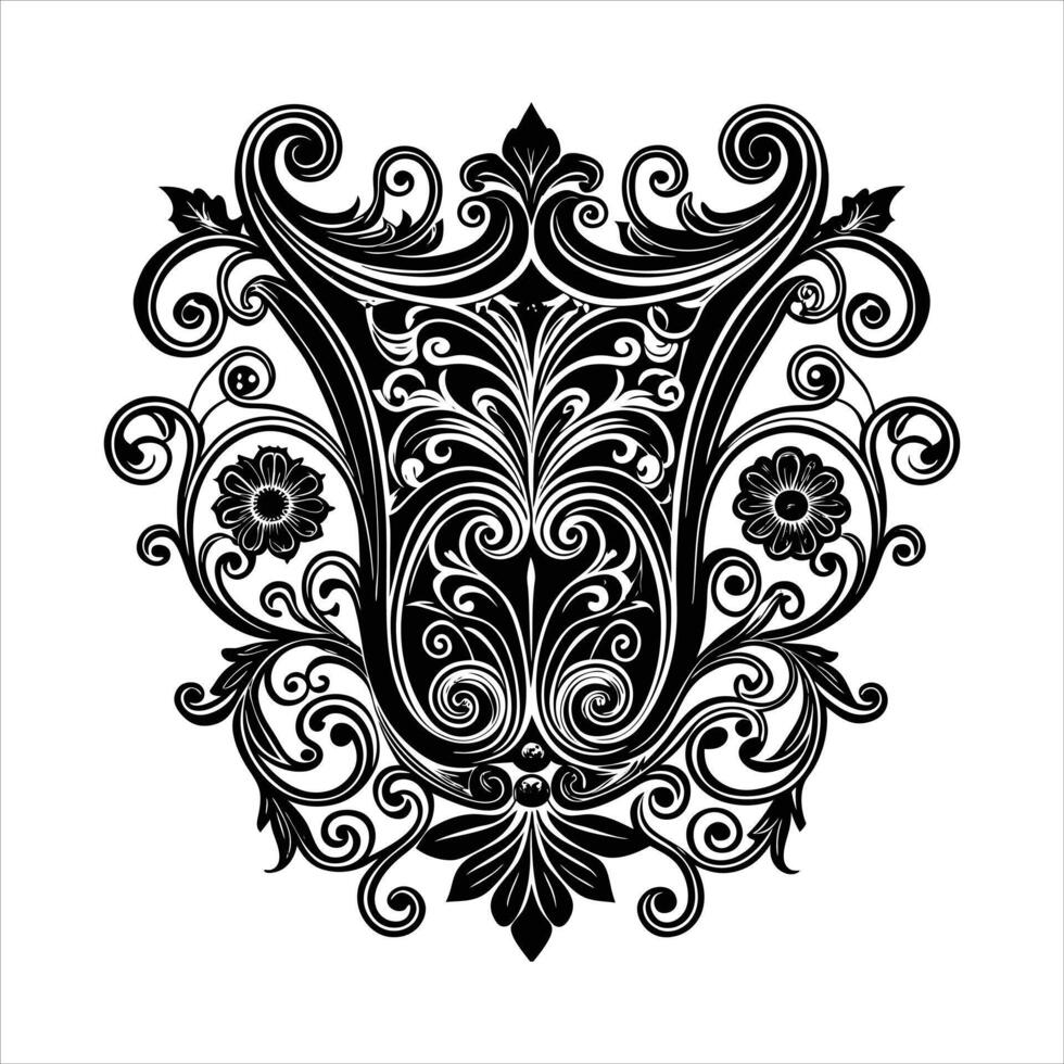 Damask element isolated central vector