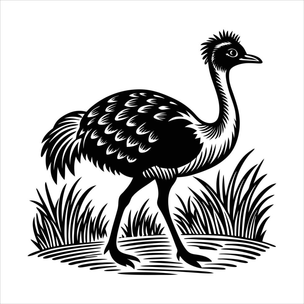 Ostrich bird logo icon silhouette vector