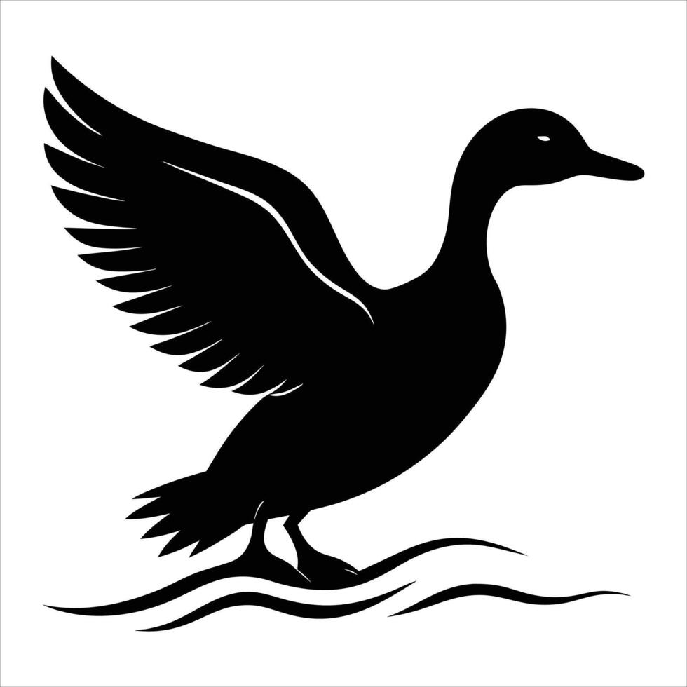 Duck Silhouette isolated on white back vector