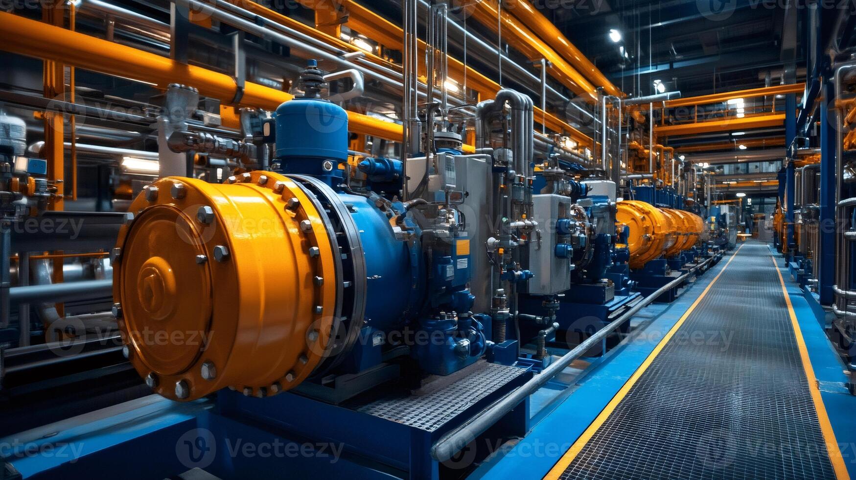 Industrial pipes and valves in a factory setting managing pressure and flow photo