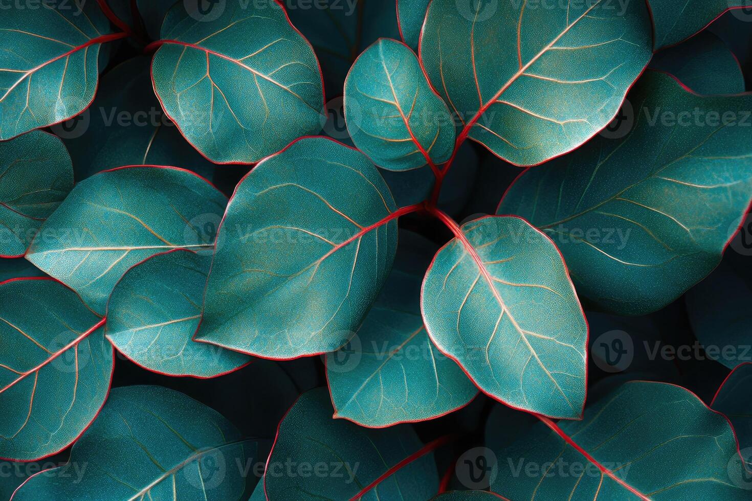 Vibrant green leaves growing in lush foliage creating natural pattern.. photo