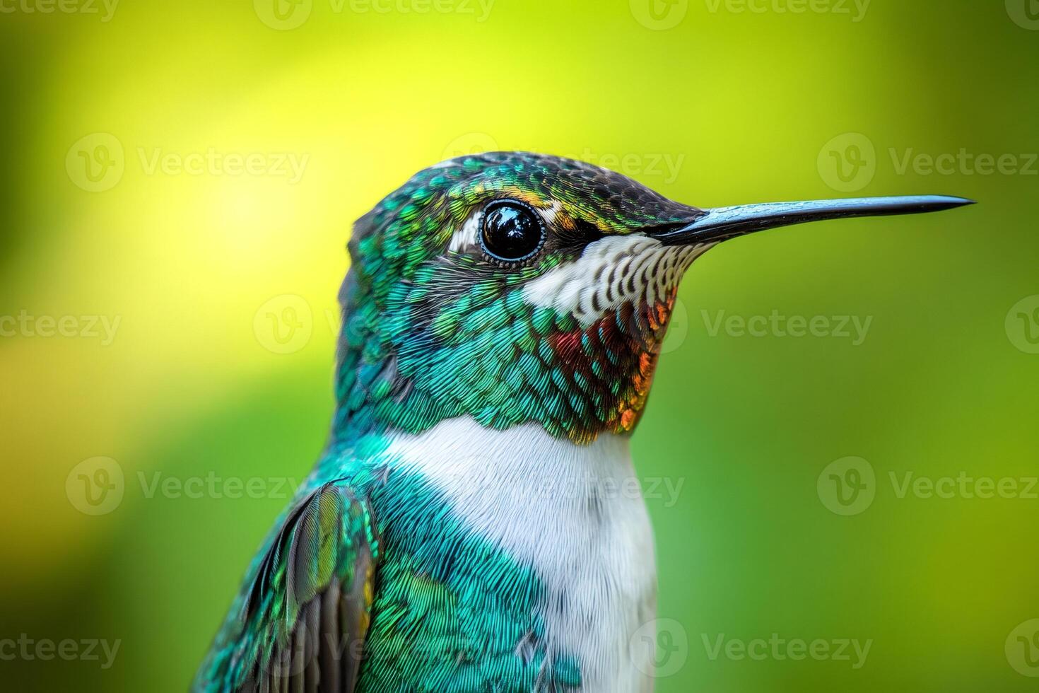 Colorful hummingbird showing its wonderful plumage in nature photo
