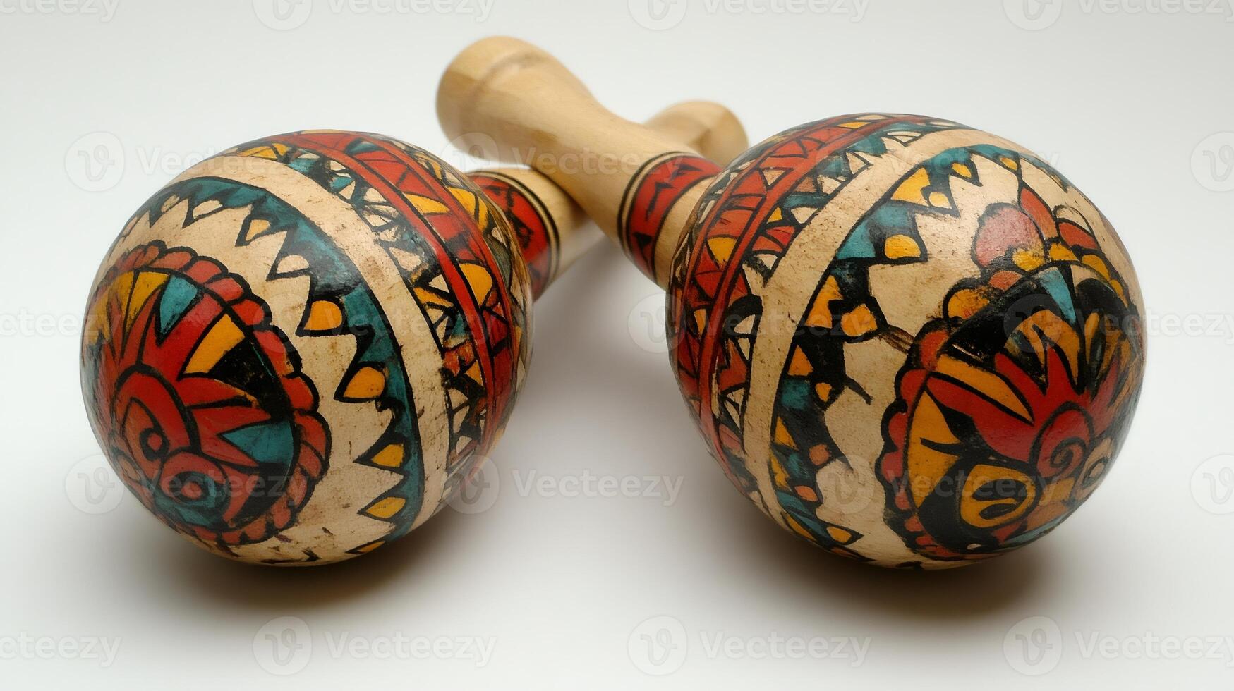 Colorful maracas resting on white background representing latin music and culture photo