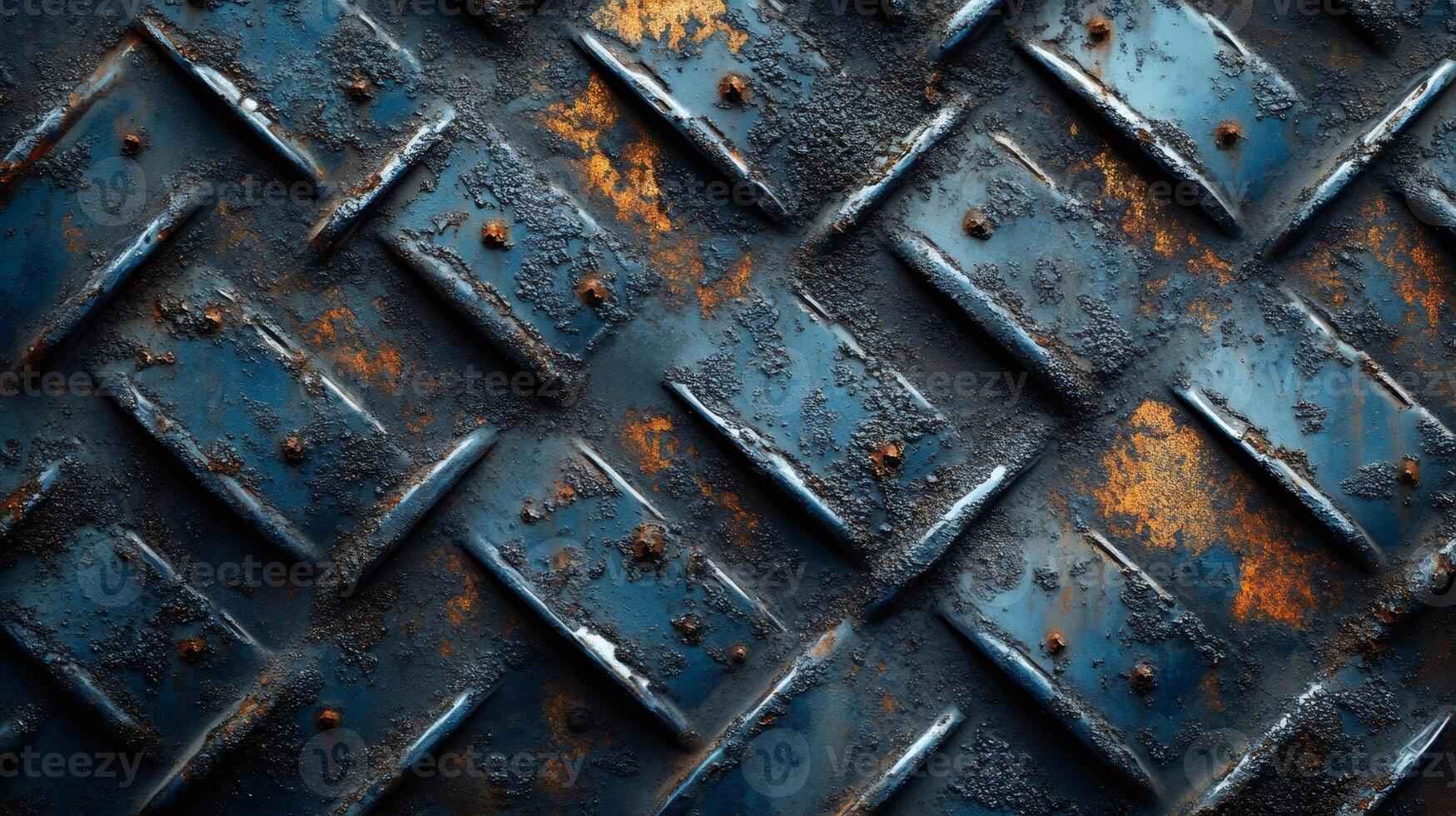 Rusty metal diamond plate showing signs of corrosion and wear photo