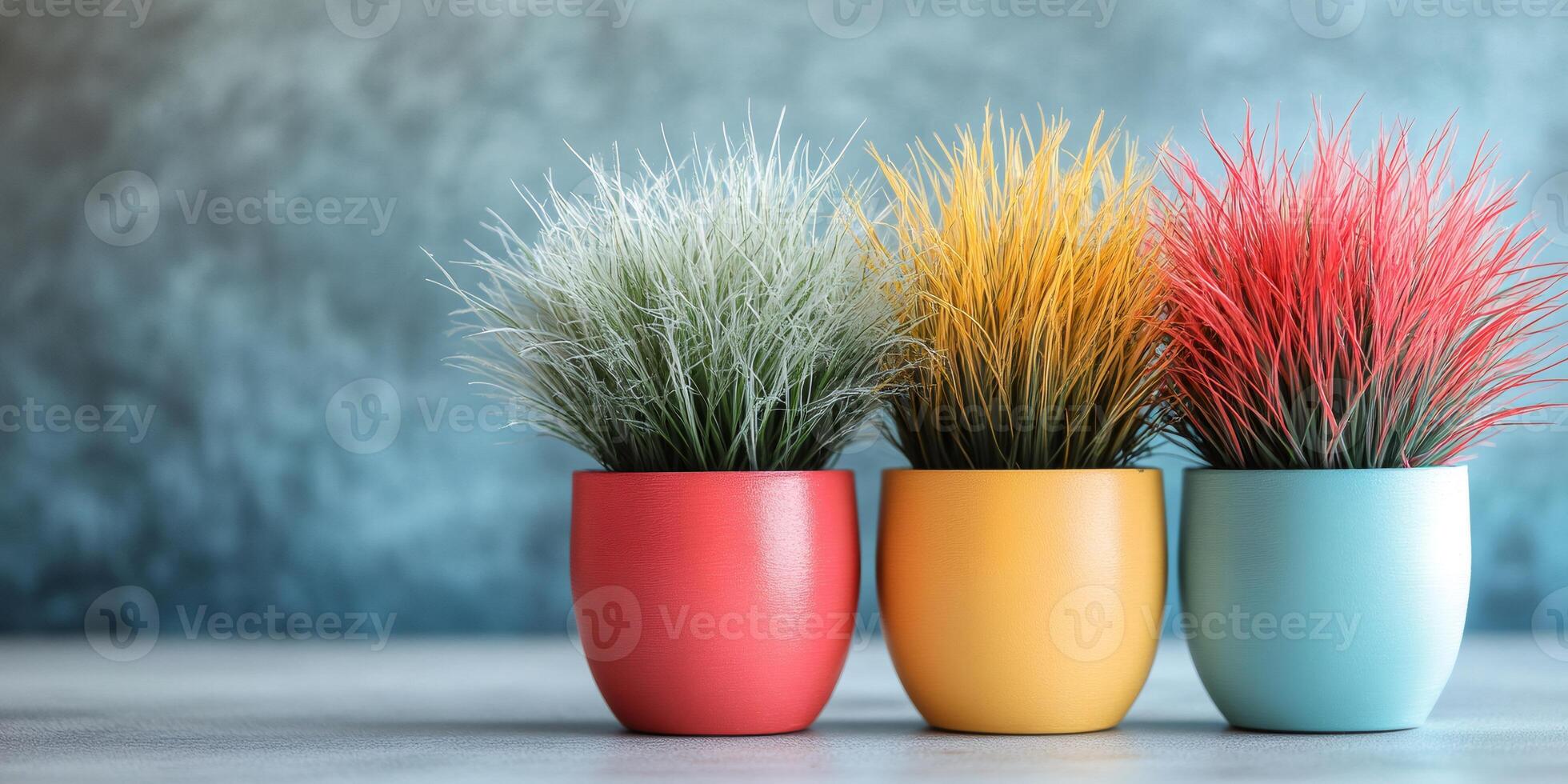 Colorful artificial plants adding vibrancy to modern interior design ... photo