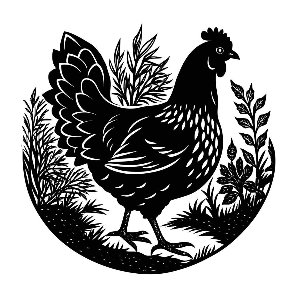 Chicken Thin black vector