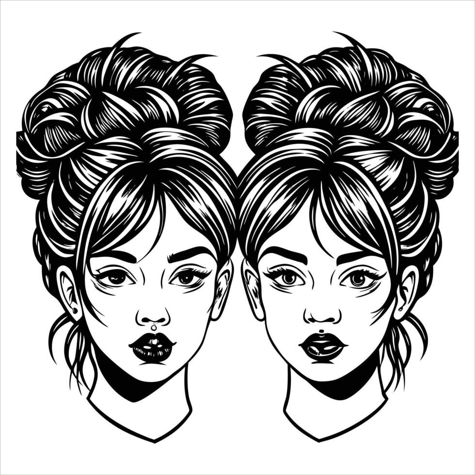 Messy Bun Style vector