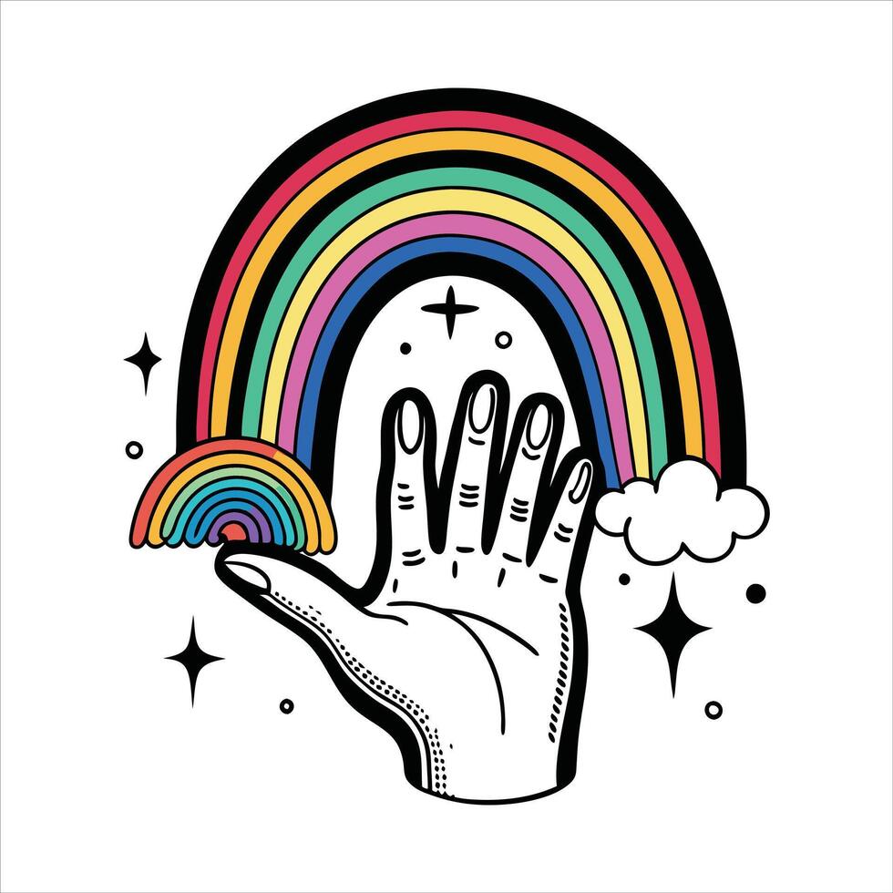 Rainbow Hand Pointing vector