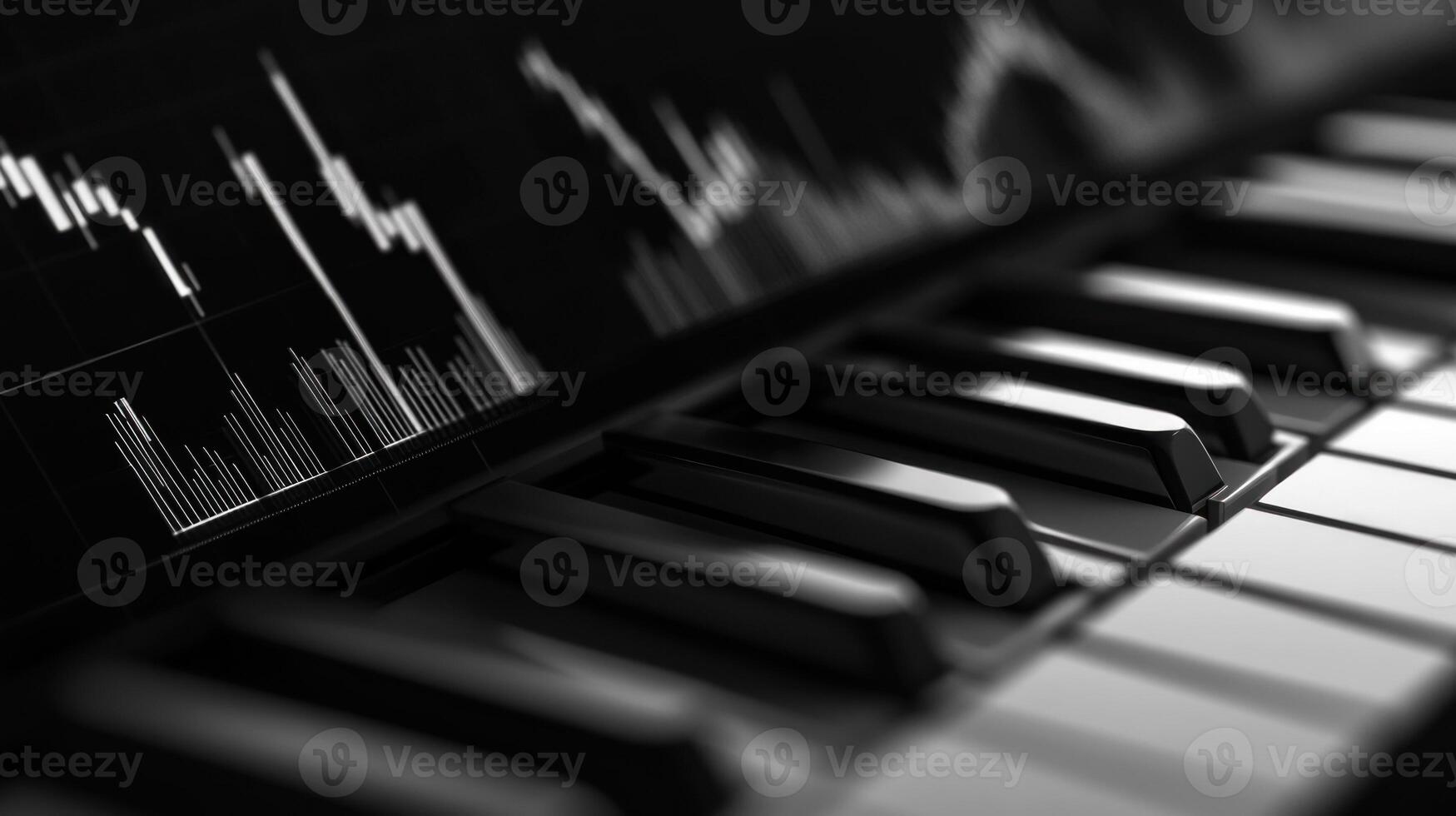 Close-up of Piano Keys with Audio Waveform in the Background photo
