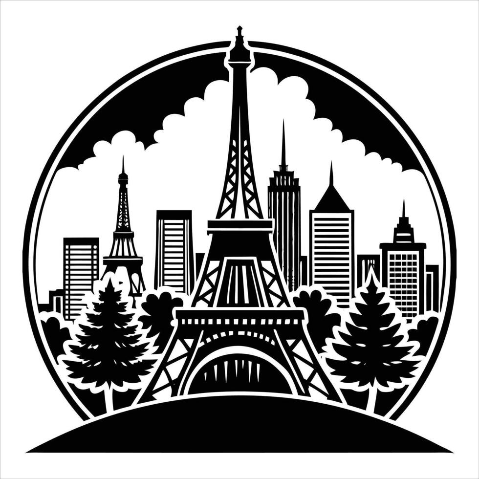Paris Eiffel Tower Skyline vector