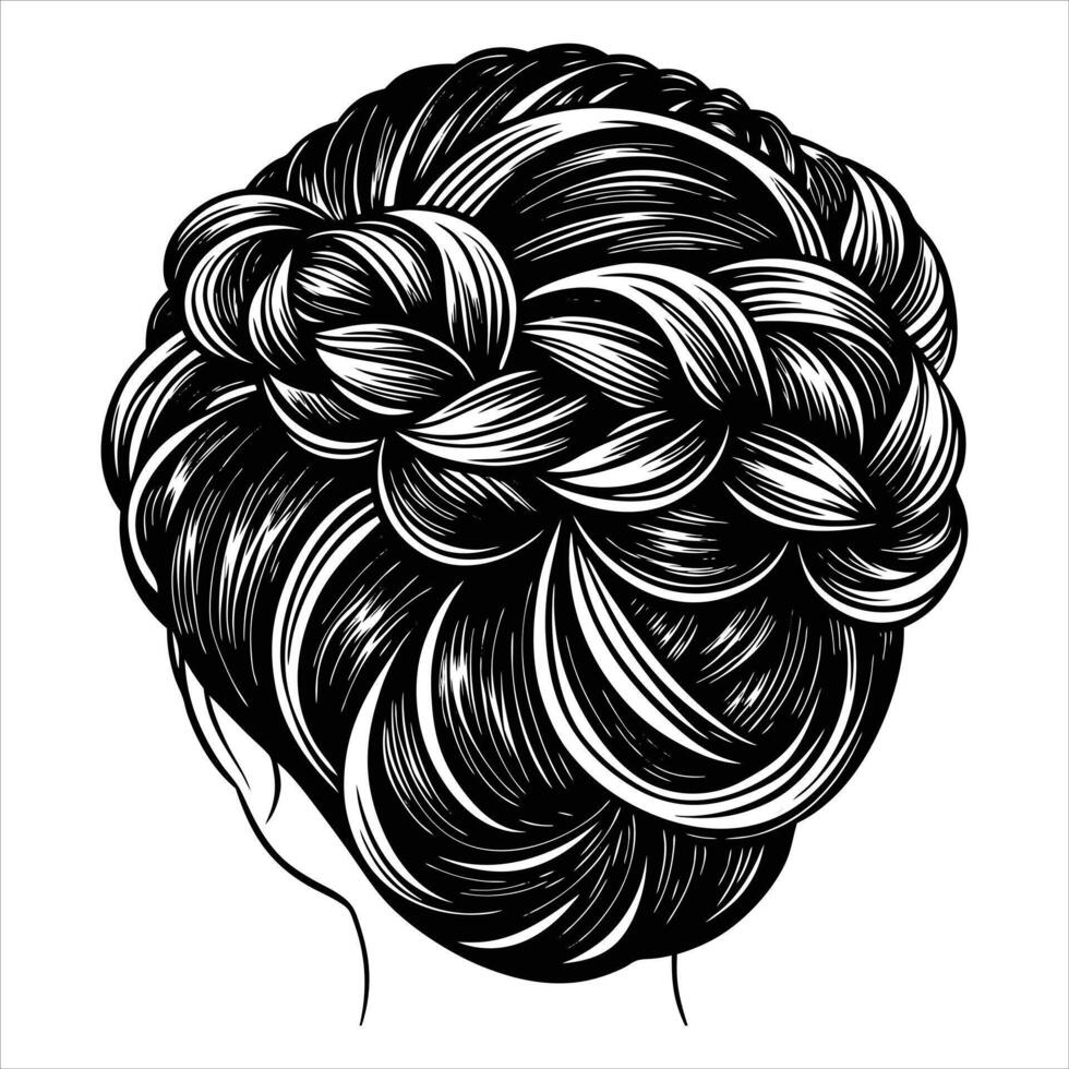 Messy Bun Braids vector