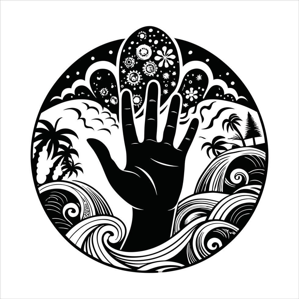 Black and White Circular Illustration vector