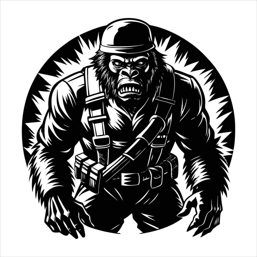 Gorilla Shooting Automatic vector