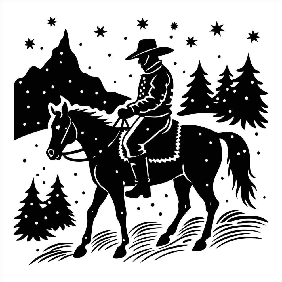 Winter Snow Cowboy vector