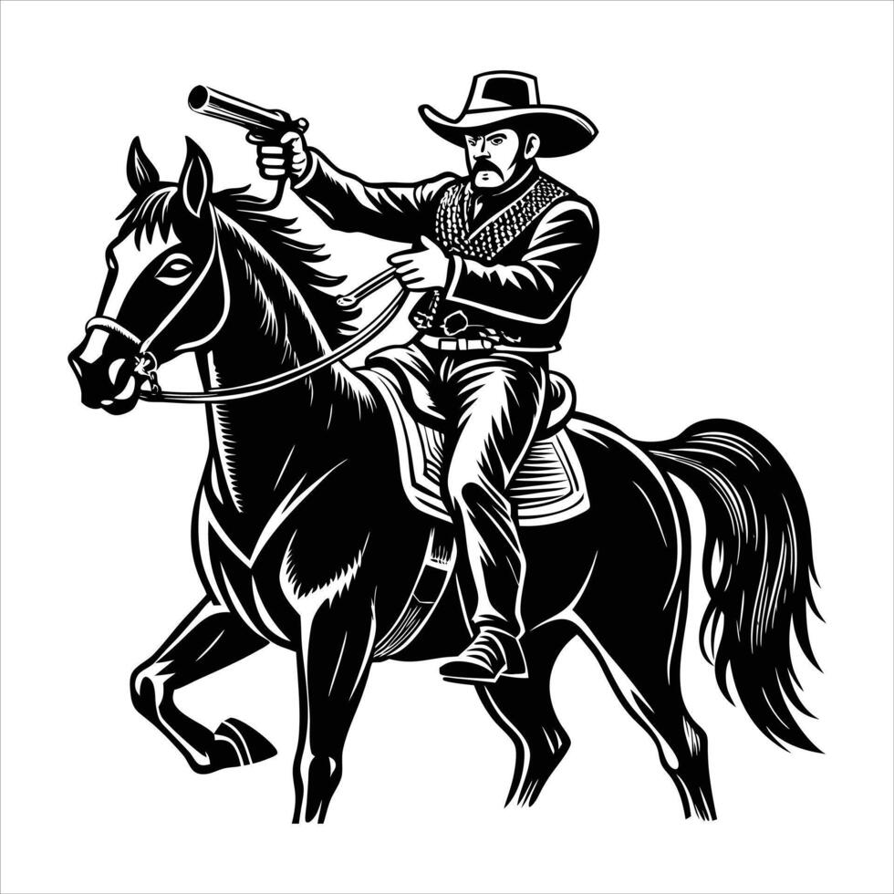High Resolution Cowboy Riding riful vector