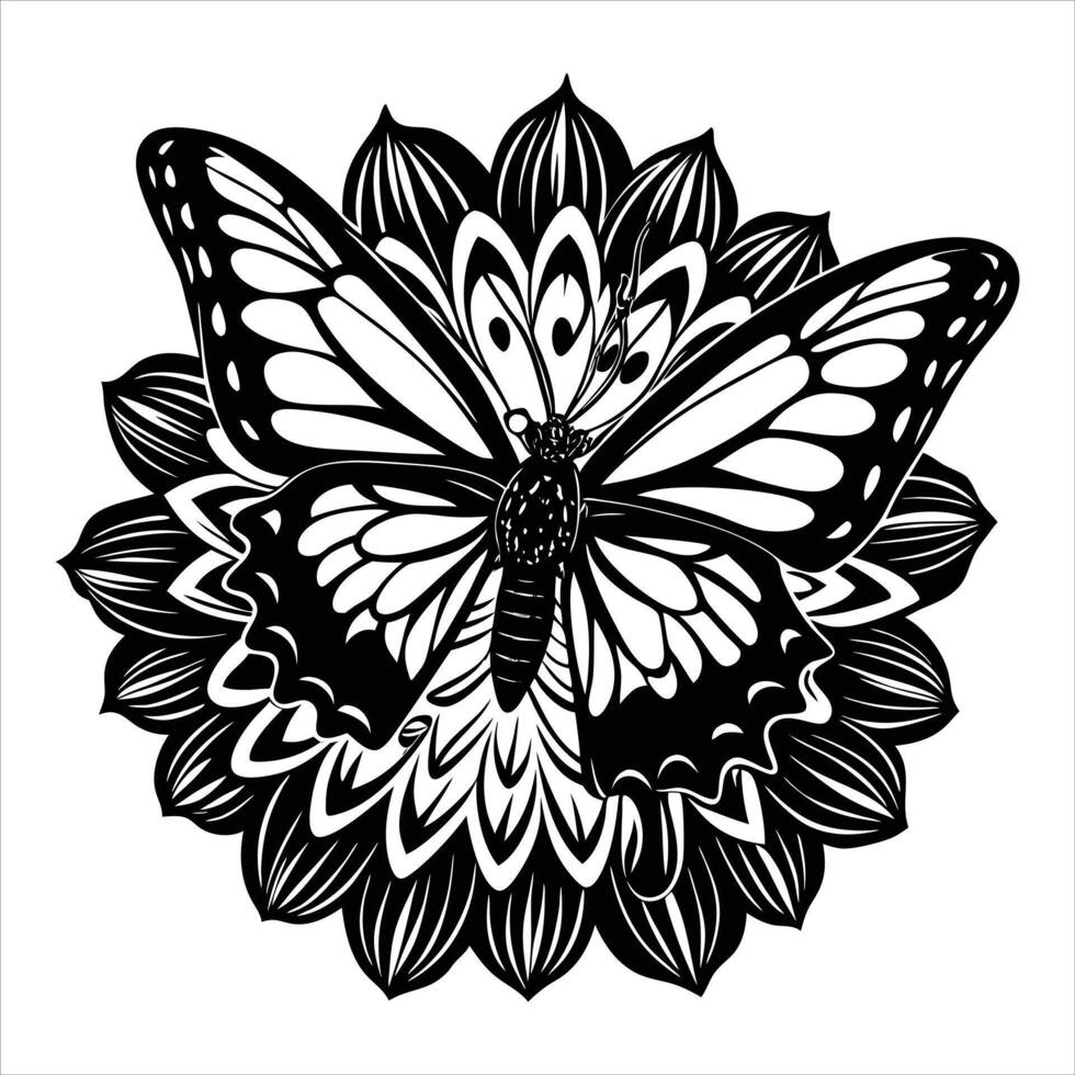 Butterfly Resting Flower vector
