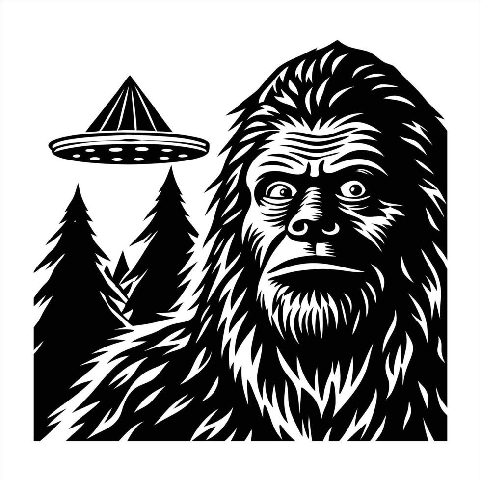 Bigfoot and alien conspiracy vector