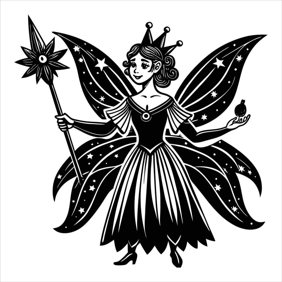 Enchanting Fairy With Wand vector