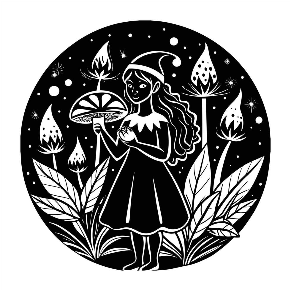 Fairy On Mushroom vector