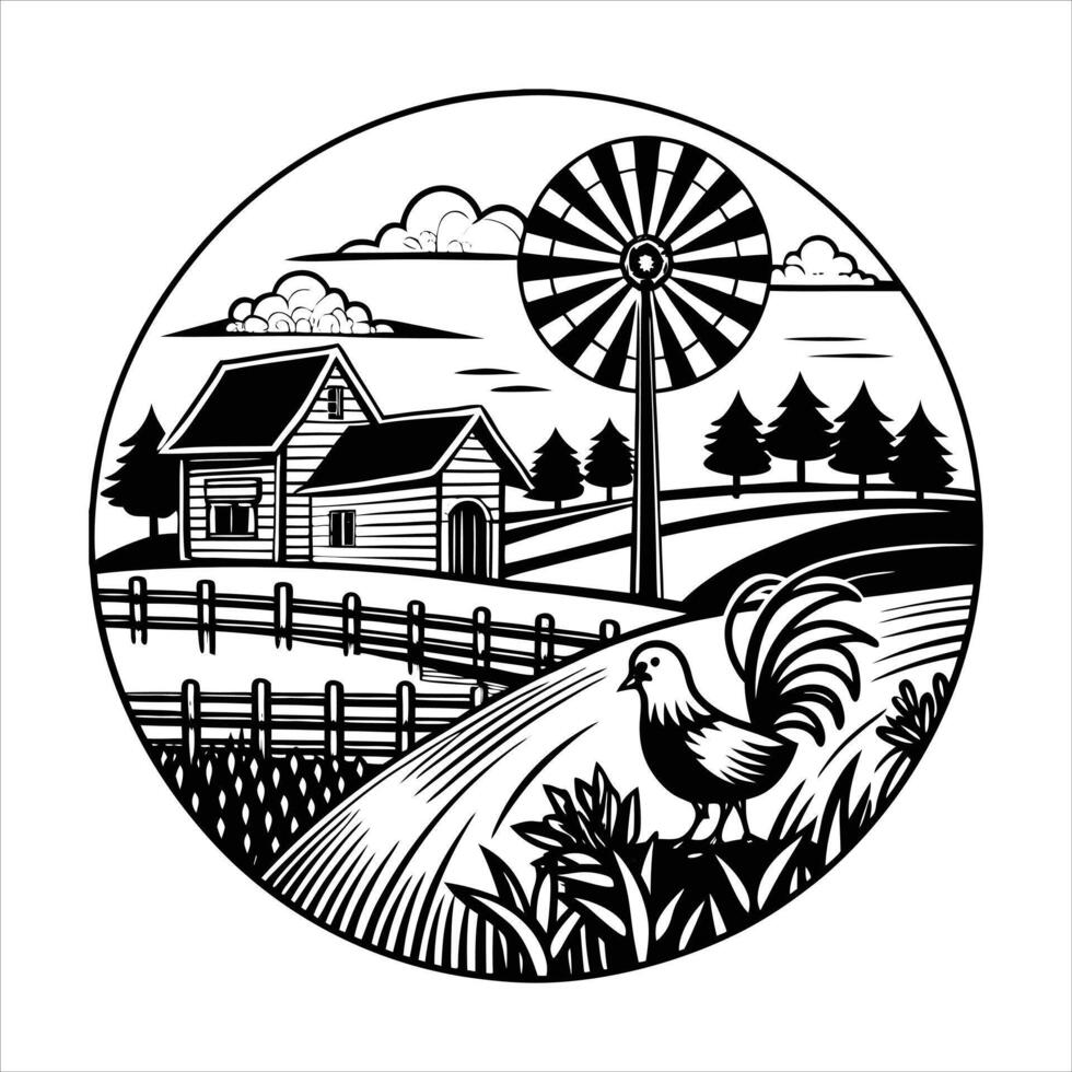 Vintage Farmhouse Windmill vector