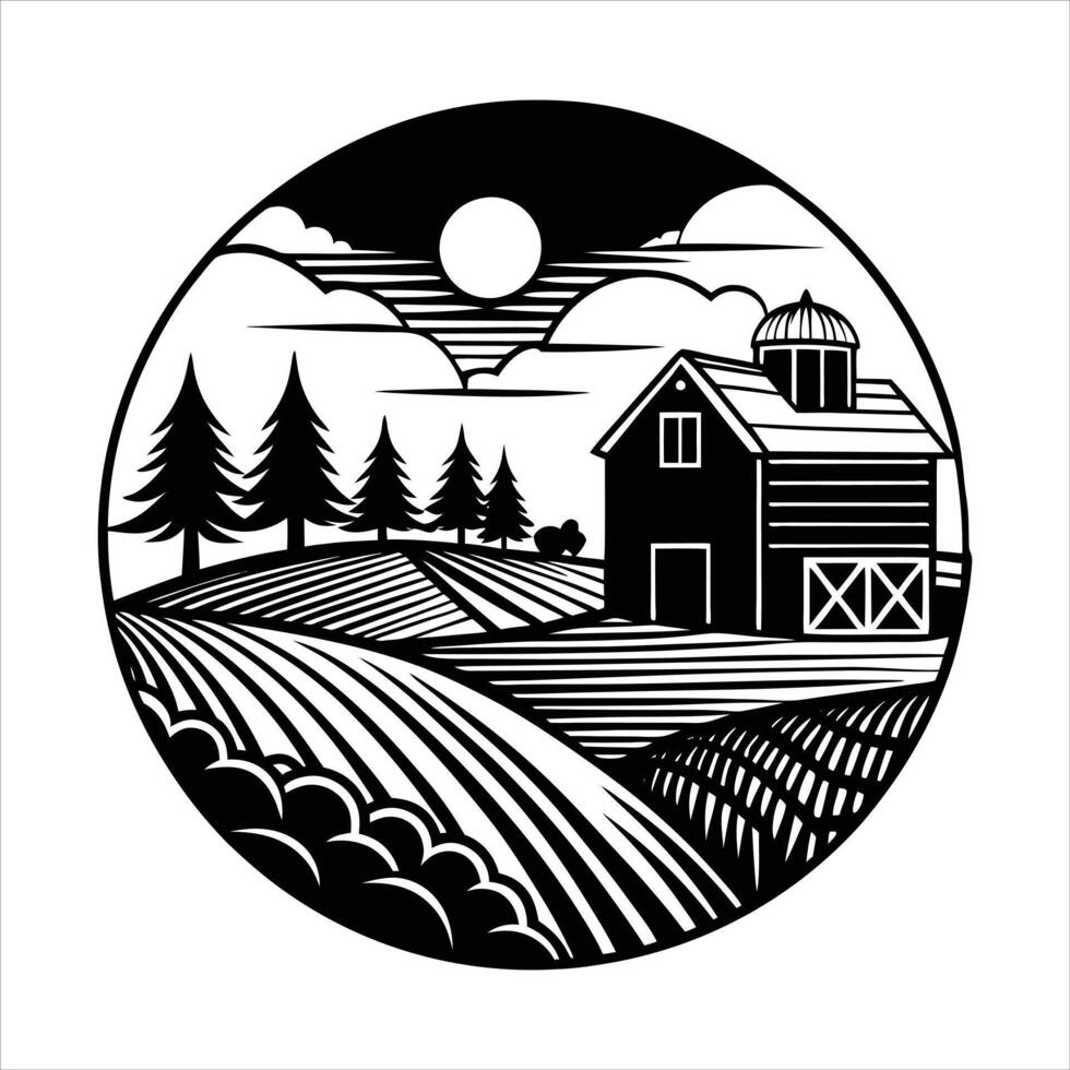 Minimal Farm Silhouette vector