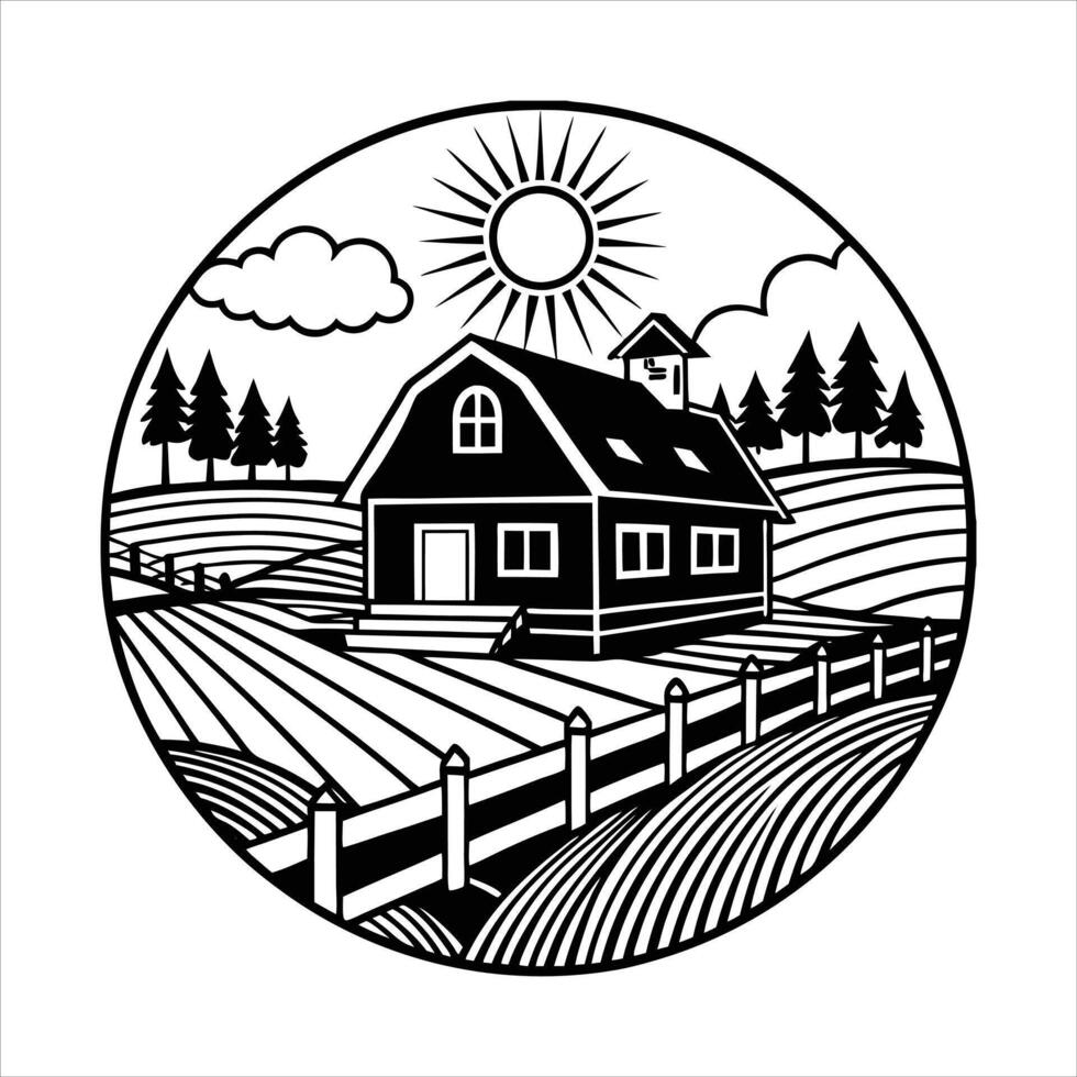 Peaceful Farm Landscape vector