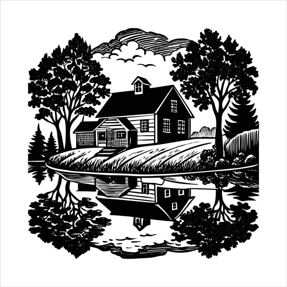 Mountain Farm Lake Pictures vector