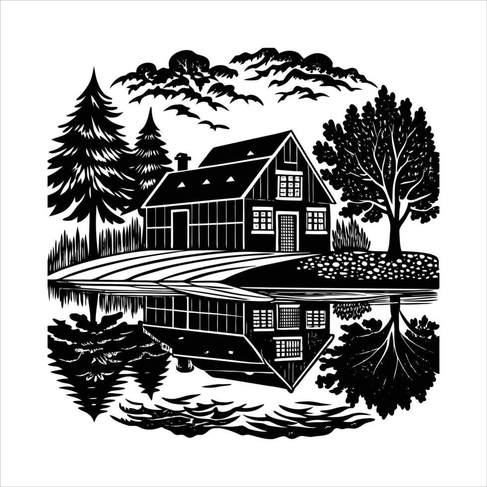 Farm Pond Reflection vector