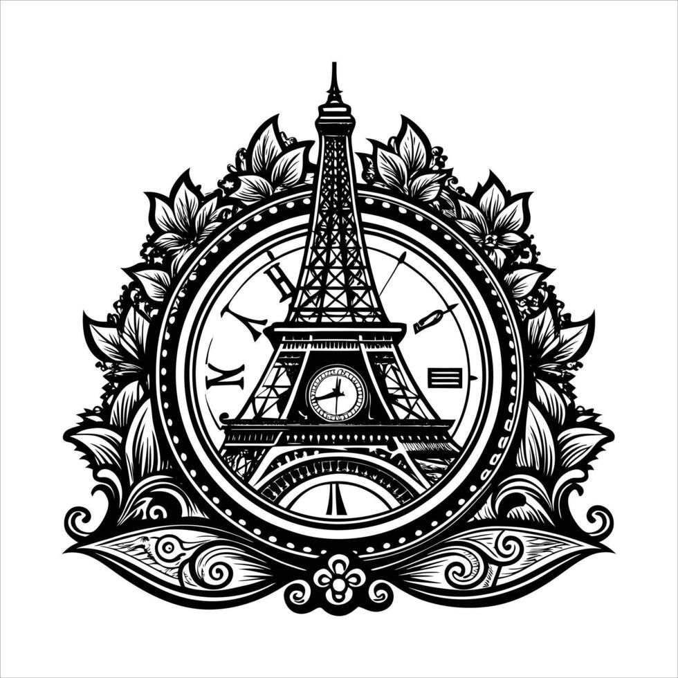 Eiffel tower Wall Clock vector