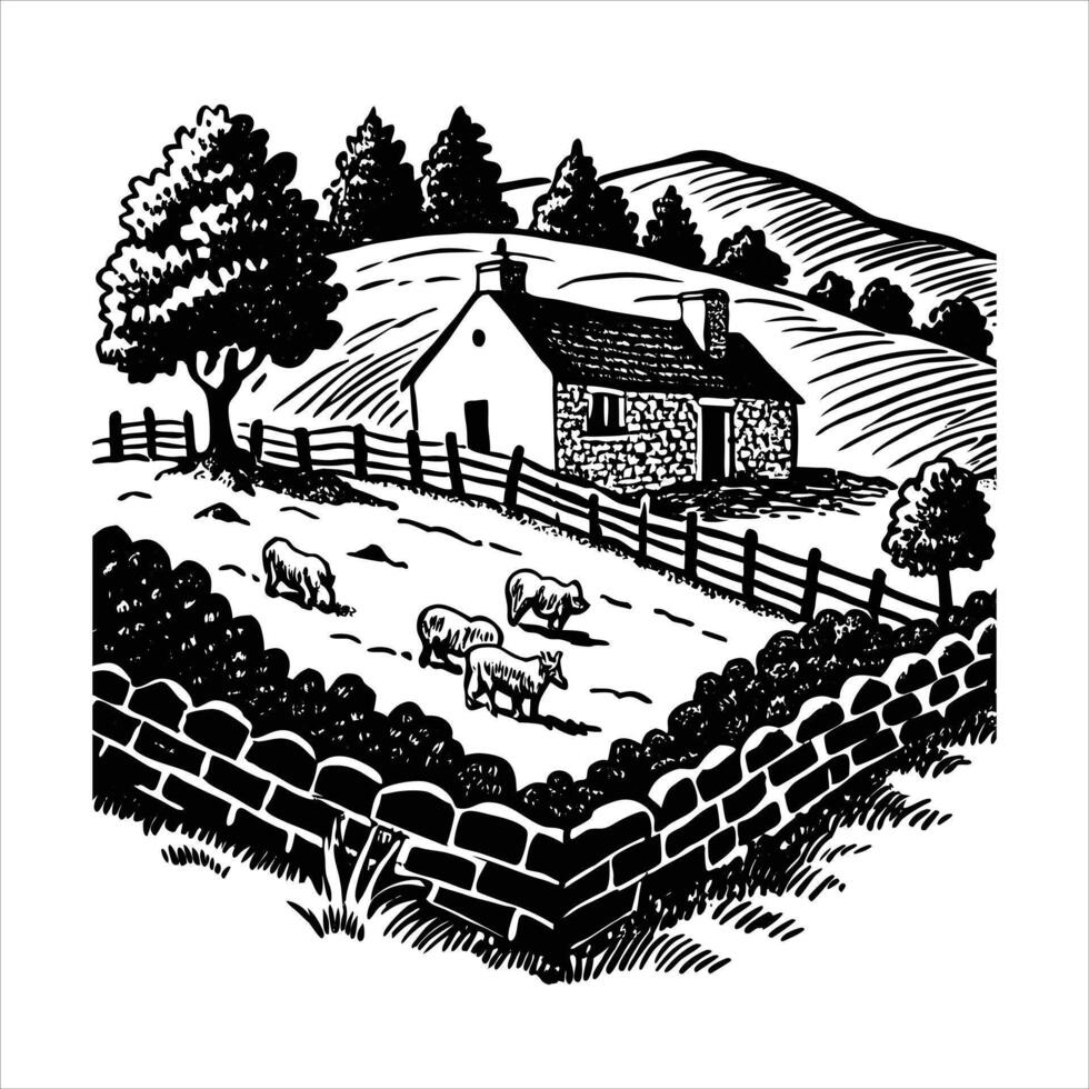 Hand drawing agriculture vector