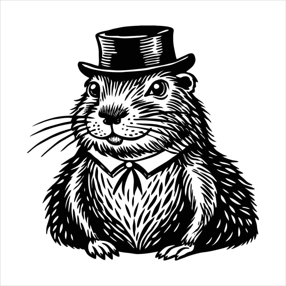 Groundhog With Hat vector