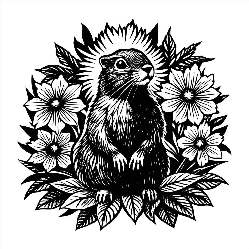 Groundhog Flowers Stock vector