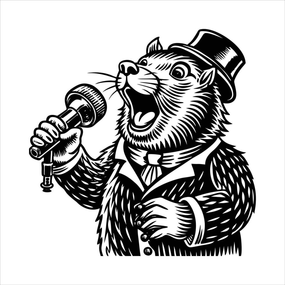 Marmot singer with microphone vector
