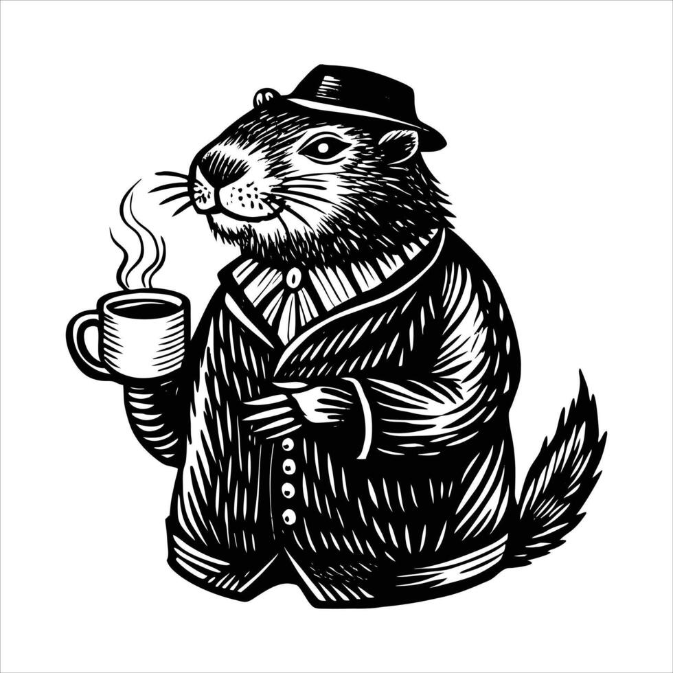 Groundhog Coffee Stock Illustrations vector