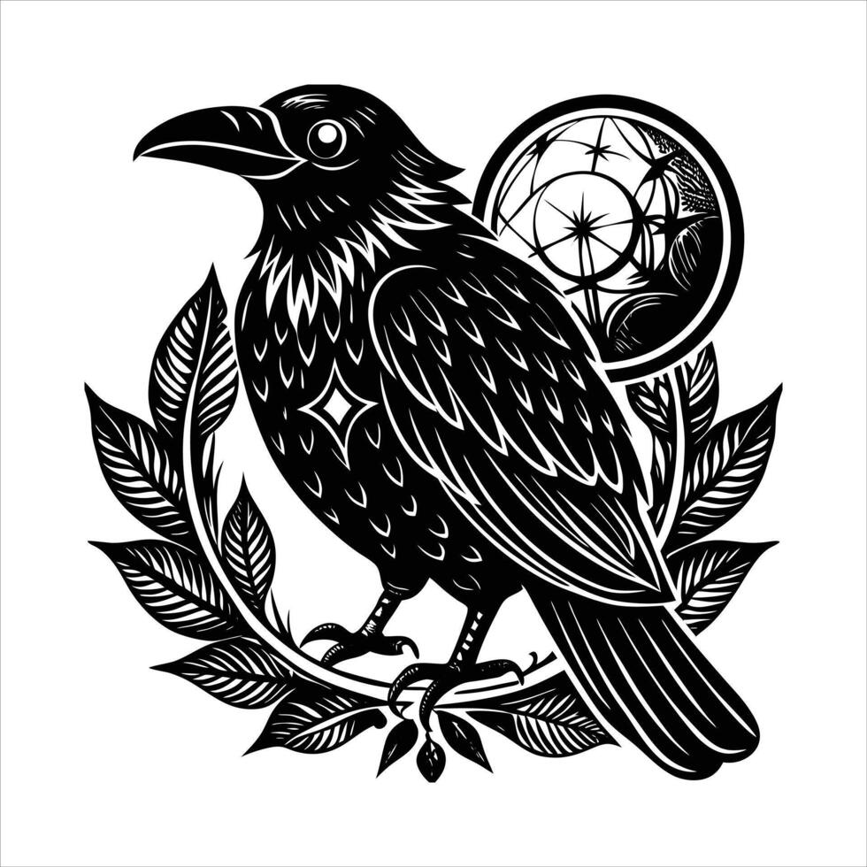 Vintage Magical Raven vector